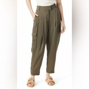 NWOT SAM EDELMAN Laila Pleated Tapered Cargo Pants in Kalamata Size 6